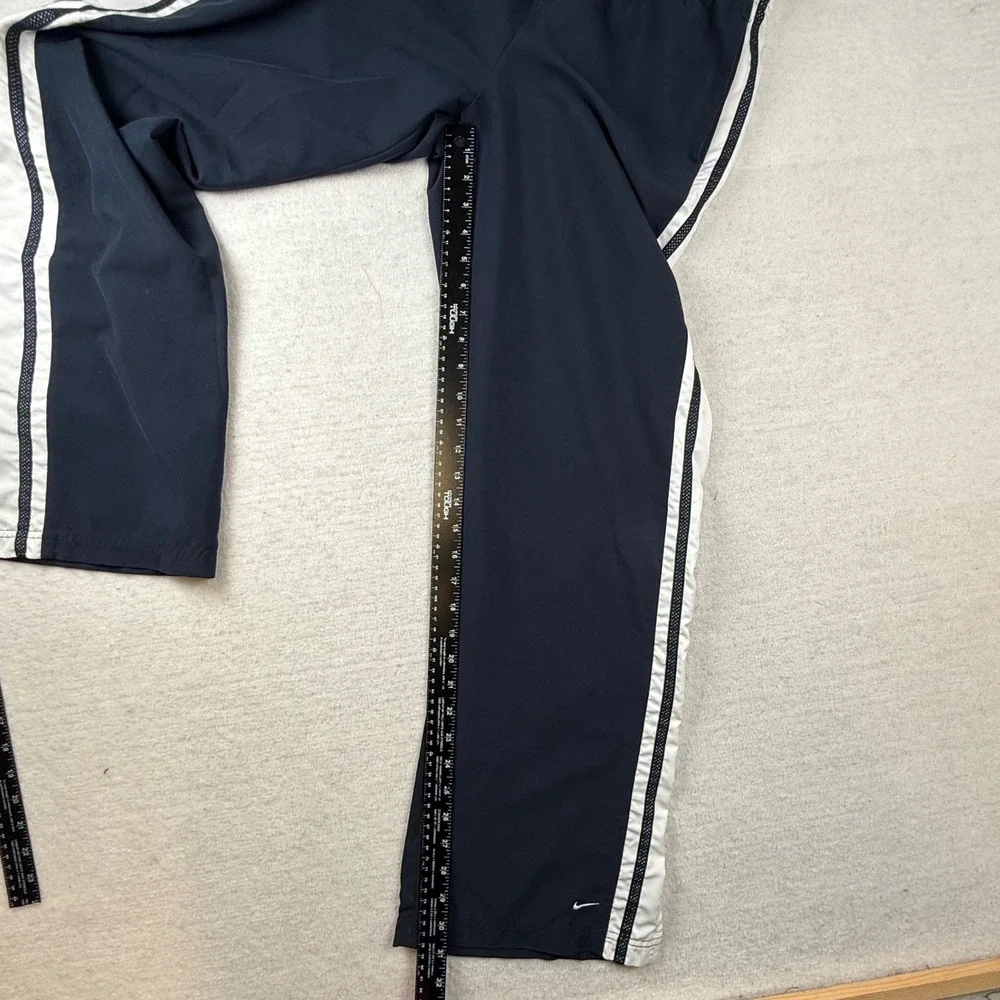 Nike Youth Large Navy Blue White Striped Track Pants Swoosh L 12-14 Y2K gorpcore